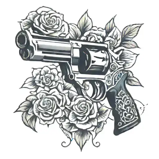 revolver gun tattoo design idea