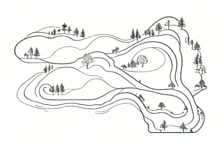 winding road surrounded tattoo design idea