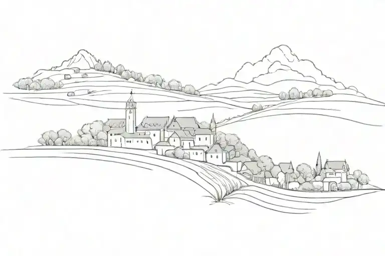 a view between villages tattoo design idea