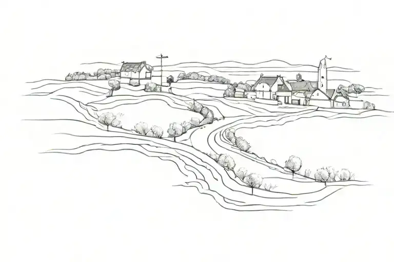 point of view on a road between villages tattoo design idea