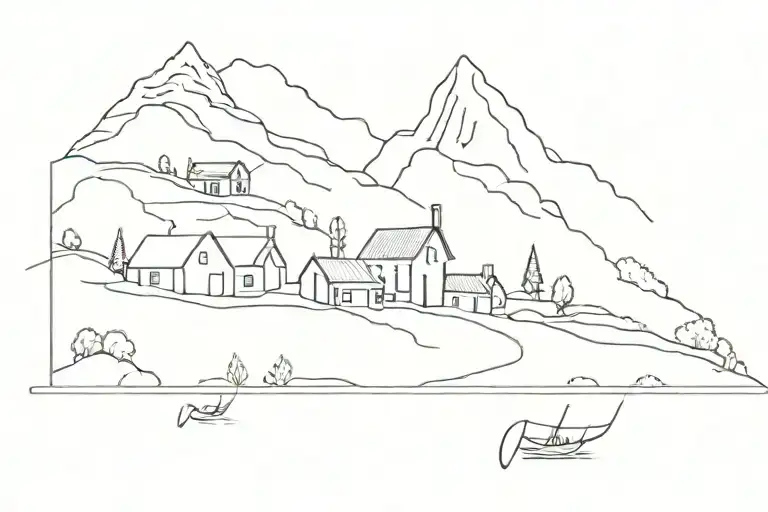 a view between villages Noah kahan tattoo design idea