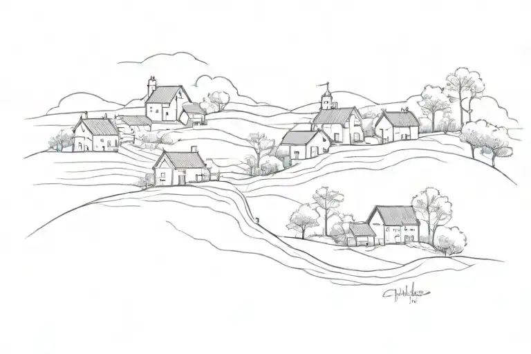 a view between villages tattoo design idea