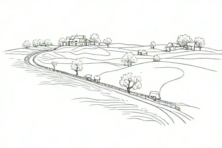 point of view on a road between villages tattoo design idea