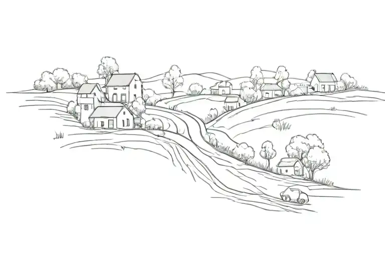 point of view on a road between villages tattoo design idea