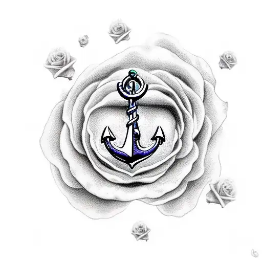 anchor with rose tattoo drawings