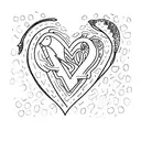 small and minimalist heart with the letter J disguised tattoo design idea