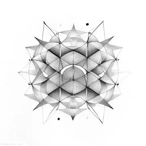 Abstract geometric shapes representing mathematical concepts in space tattoo design idea