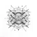 Abstract geometric shapes representing mathematical concepts in space tattoo design idea