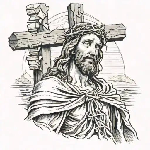 Jesus carrying cross tattoo design idea