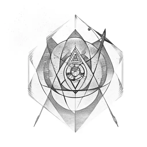 The Square and Compasses, wave, aquarius symbol in a triangle tattoo design idea