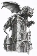 "Gothic, tower, gargoyle." tattoo design idea
