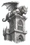 "Gothic, tower, gargoyle." tattoo design idea