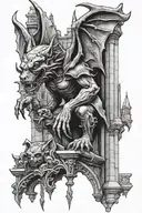"Gothic, tower, gargoyle." tattoo design idea