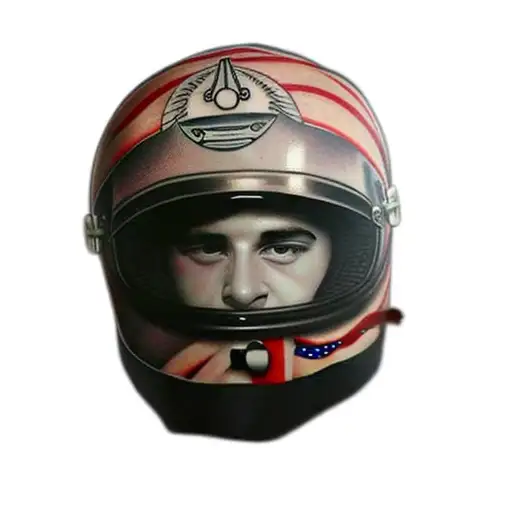 F1 pilot in helmet and WHITE MASK tattoo design idea