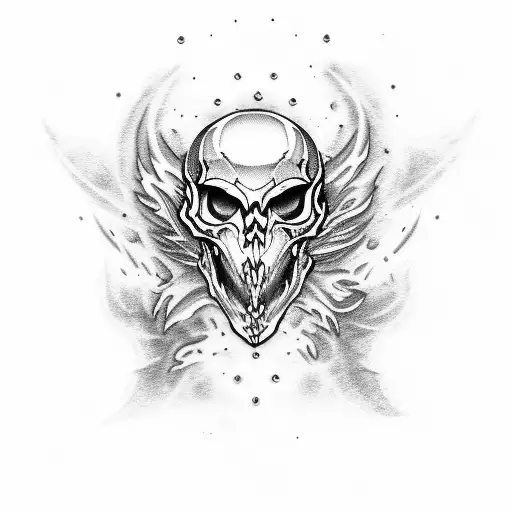 flaming wolf skull  tattoo design idea