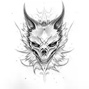 flaming wolf skull  tattoo design idea