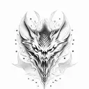 flaming wolf skull  tattoo design idea