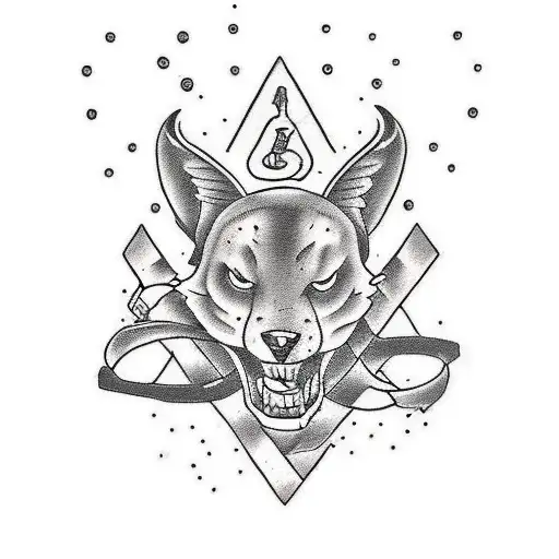 Design a tattoo featuring a dominant animal and elements of gym fitness wich shows i work hard tattoo design idea