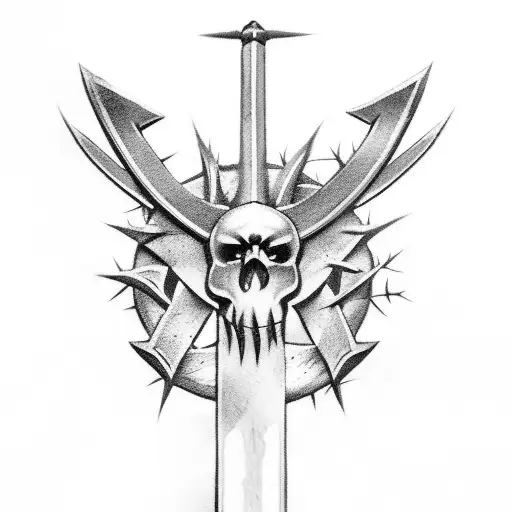 sword with thorns spine tattoo tattoo design idea
