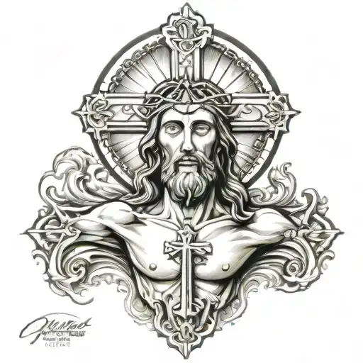 cross and jesus christ tattoo design idea