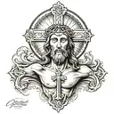 cross and jesus christ tattoo design idea