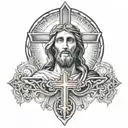 cross and jesus christ tattoo design idea