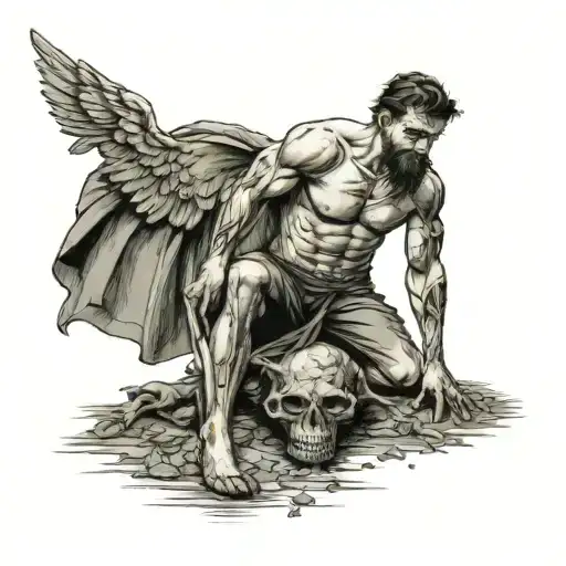 David standing over goliath holding his decapitated head tattoo design idea