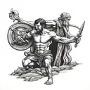 David standing over goliath holding his decapitated head tattoo design idea