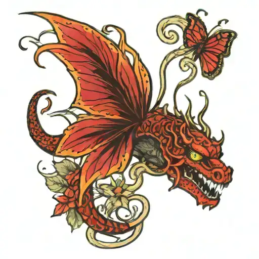 red spider lily, dragon, medusa, moon, butterfly, snake tattoo design idea