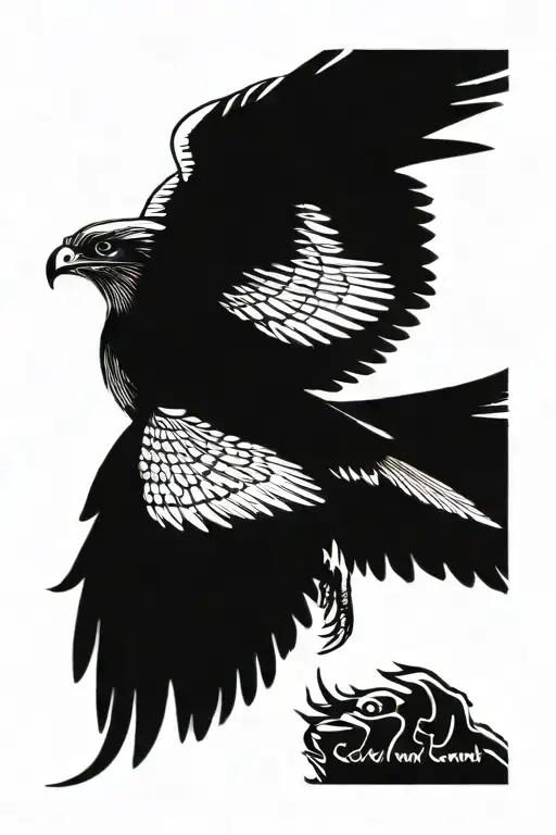 goshawk swooping tattoo design idea