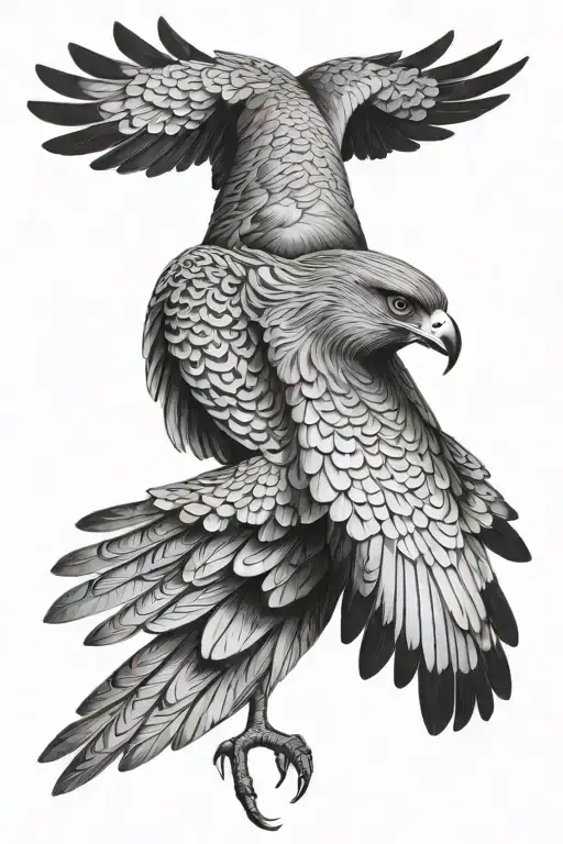 goshawk swooping tattoo design idea