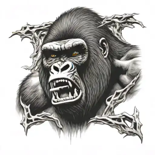 Gorilla screaming angry tattoo design idea