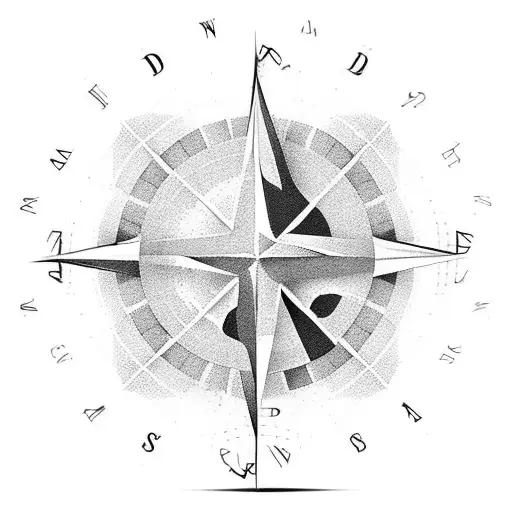 3D Compass with the island of Mallorca in the background  tattoo design idea