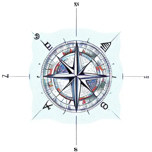 3D Compass with the island of Mallorca in the background  tattoo design idea