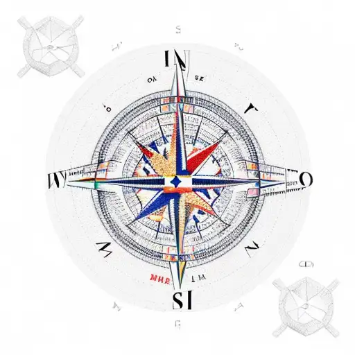 3D Compass and island of Mallorca, Māori  tattoo design idea
