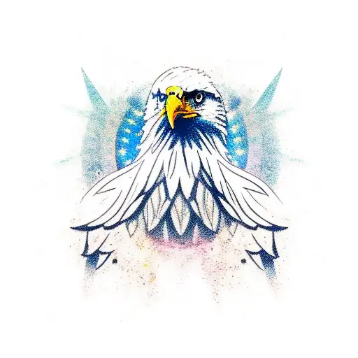 An eagle traveling through time and father with kids tattoo design idea