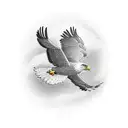 An eagle traveling through time and father with kids tattoo design idea