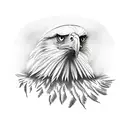 An eagle traveling through time and father with kids tattoo design idea