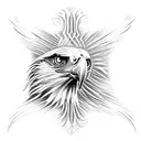 An eagle traveling through time and father with kids tattoo design idea
