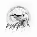 An eagle traveling through time and father with kids tattoo design idea