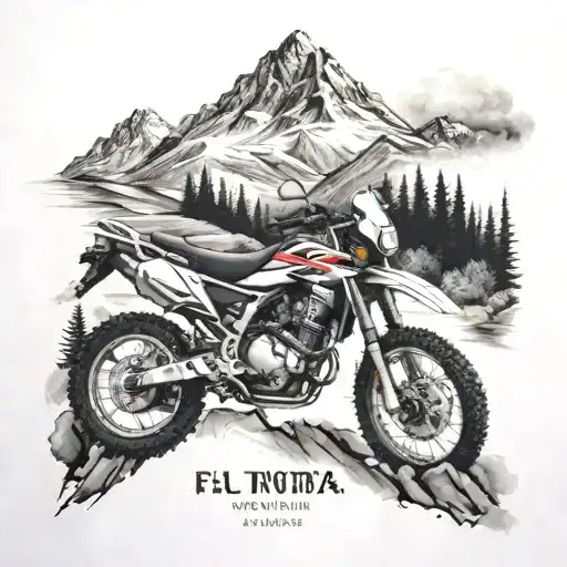 A detailed tattoo of a Honda logo integrated into a mountain scenery tattoo design idea
