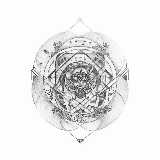 Leo, "LUC", ambigram, op art, pentimento, kandinsky,  spiritual, elements, The Magician, Tarot tattoo design idea