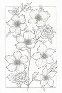 birth flower bouquet fine line. no shading. include  December. August. July. June. September. January all together tattoo design idea