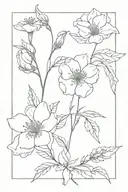 birth flower bouquet fine line. no shading. include  December. August. July. June. September. January all together tattoo design idea