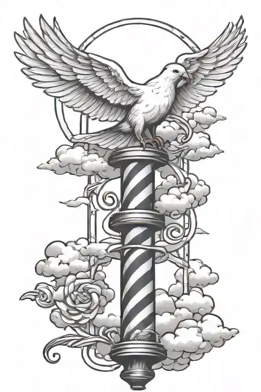 dove clouds barber pole intertwined tattoo design idea
