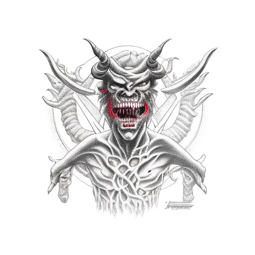 demon holding drumsticks  tattoo design idea