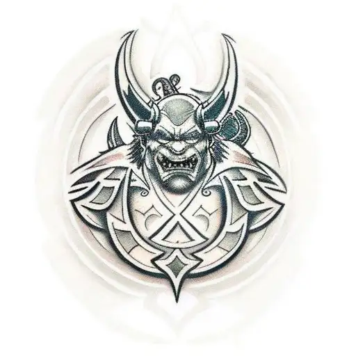 Warcraft symbols incorporated into a traditional tribal tattoo tattoo design idea
