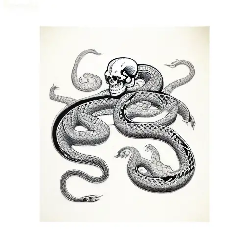 snake and skull tattoo design idea