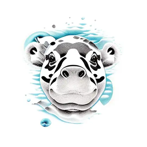 panda bear,hippopotamus, sea turtle, polar bear and dolphin  tattoo design idea