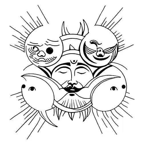 Sun and Moon tattoo design idea